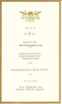 Menu - Grand Hotel Haglund Göteborg  1.10.1959 - ruokalista