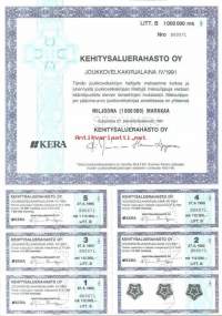 Kehitysaluerahasto Oy Kera  Joukkovelkakirjalaina IV/1991  1 000 000 mk Kuopio  27.6.1991,   specimen   joukkovelkakirjalaina