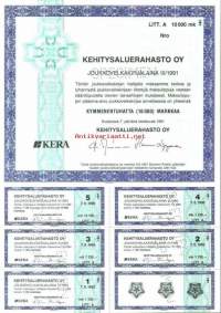 Kehitysaluerahasto Oy Kera  Joukkovelkakirjalaina III/1991  10 000 mk Kuopio  7.6.1991,   specimen   joukkovelkakirjalaina