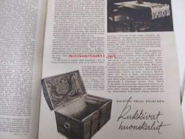 Kotiliesi 1942 nr 4. Helmikuu 1942. Aiheita: kukkakuvioita huonekaluissa, hankien keskelle luomme lämpölavan, maakuntain herkkuja Kalevalan päivään, pukisitko