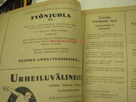 Työväen Urheilulehti 1926 -kesäjulkaisu, Kansikuvituslogo Ola Fogelberg, sis. mm. artikkelit / kuvat; Joukkovoima, Urheilu yhteiskunnallisena ilmiönä,