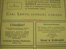 Työväen Urheilulehti 1928 nr 25-26 Amerikannumero, sis. mm. artikkelit / kuvat; (kansikuvituslogo Ola Fogelberg), Työläisurheilu Amerikassa, Detroitin Voima,