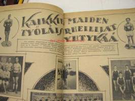 Työväen Urheilulehti 1928 nr 25-26 Amerikannumero, sis. mm. artikkelit / kuvat; (kansikuvituslogo Ola Fogelberg), Työläisurheilu Amerikassa, Detroitin Voima,