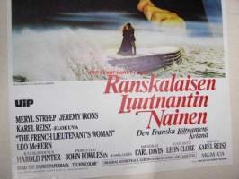 Ranskalaisen luutnantin nainen - Den franska löjtnantens kvinna -elokuvajuliste, Meryl Streep, Jeremy Irons, Karel Reisz