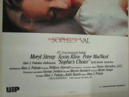 Sofien valinta - Sophie&#039;s val -elokuvajuliste, Meryl Streep, Kevin Kline, Alan J. Pakula