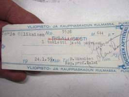 Joutsen Apteekki, Turku, 24.1.1959 -apteekkisignatuuri