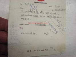 Taivassalon Apteekki, Taivassalo 26.6.1962 -apteekkisignatuuri