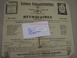 Suomen Kansallisteatteri 7.10.1906  &quot;Hevospaimen&quot; -käsiohjelma 