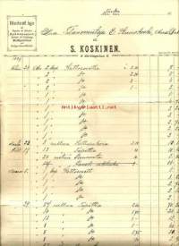 S.Koskinen, Slottsgatan 6  - firmalomake -   1897, tapeter&amp;border, spännpapper och rullgardiner