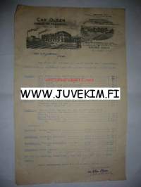 Chr. Olsen Froavl og Frohandel Odense/Danmark 20.8.1912 -asiakirja