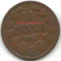 10 penniä  1867