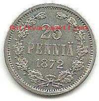 25 penniä  1872 hopeaa