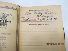Työväen taskukirja 1925, kuulunut Vilho Sirénille