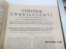 Työväen Urheilulehti 1924 nr 13, Kansikuvituslogo Ola Fogelberg, sis. mm. artikkelit / kuvat; Erotuomarin tehtävistä jalkapallossa, Nyrkkeilyvalmennuksesta ja