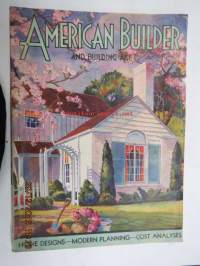 American Builder and Building Age May 1937 -koteja ja rakentamista Amerikan malliin, erittäin runsaasti mainoksia materiaaleista, työkaluista, keittiökoneista ym.