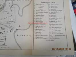 Rom -3 kappaletta karttoja Roomasta, 1800-luvulta, irroitettu kirjasta