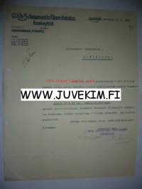 Wilh- Schaumani&#039;n Faneritehdas Osakeyhtiö Jyväskylä 11.8.1925 -asiakirja