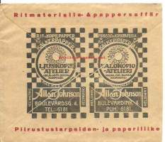 Allan-Johnson piirustustarpeiden- ja paperiliike 1927 - firmakuori
