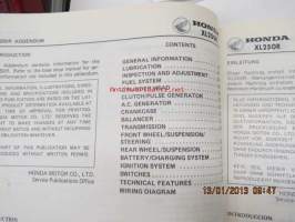Honda XL250R Shop Manual -korjaamo-ohjekirja