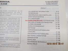 Honda XL250R Shop Manual -korjaamo-ohjekirja