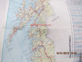 Shell Touring Norge-Norway Veikart - Road map 1965 -tiekartta
