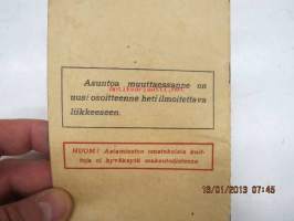 Kuittauskirja Ompelukoneosakeyhtiö Husqvarna, kivityömies Oskar Laine, Vehmaa, 7.10.1935 tehty vähittäismaksusopimus ompelukoneesta, kirja jossa mukana