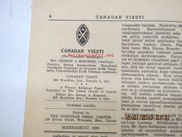 Canadan Viesti - hengellinen kuukausijulkaisu suomalaisille kodeille 1955