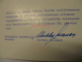 Porin Prikaatin komentajan kutsu valatilaisuuteen 26.3.1982 nimikirjoituksella