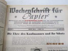 Wochenschrift für Papier -saksalainen paperialan ammattilehti, messunumero 1.3.1934