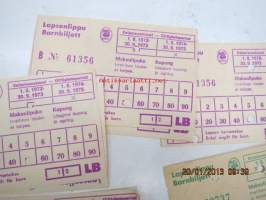 Matkahuolto lasntenlippuja 1972-75 yhteensä 13 kpl