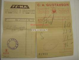 C A Gustavson &amp; TE-MA Oy Helsinki 1940-luku -kuitit 