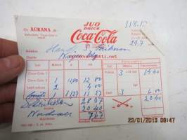 Aurana Oy Coca-Cola toimituskuitti 1965