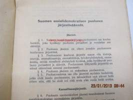Suomen Sosialidemokratisen puolueen järjestösäännöt - hyväksytty edustajakokouksessa Oulussa 1906