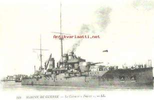 Marine de Guerre -Le Cuirasse France, ranskalainen sotalaiva -  laivakortti,  kulkematon
