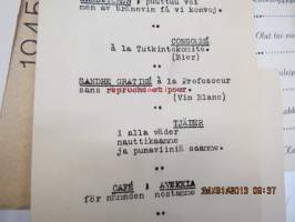 Ruokalistoja, menuja 1930-40 luvuilta noin 20 kpl