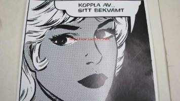 Haimi Oy / Yrjö Kukkapuro, 412, 413, 414, 415, 416, 417  - koppla av sitt bekvämt -lasikuitutuolien esite ruotsiksi / chair brochure in swedish