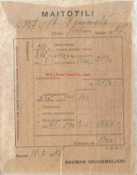 Rauman Osuusmeijeri maitotili 1947  -  firmakuori