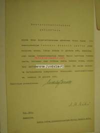 Herbert Emerik Aalto -asiakirja Suomen Valtion Rautatiet Pääjohtaja 1934