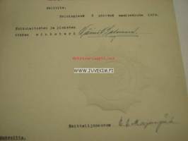 Herbert Emerik Aalto -Suomen Valtion Rautatiet, määräyskirja 1939, allekirjoitus Ministeri Väinö V. Salovaara