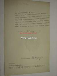 Herbert Emerik Aalto -Suomen Valtion Rautatiet, määräyskirja 1935, allekirjoitus Ministeri K.E. Linna