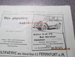 Automobil-Rundschau - Zeitschrift des Mitteleuropäischen Motorwagen-Vereins, Mitte Dezember 1913 -varhainen autolehti