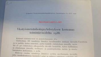 Yksityismetsänhoitajayhdistyksen kertomus toimintavuodelta 1938