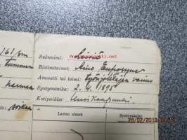 Henkilöllisyystodistus 11.9.1942 Aino Eufrosyne Leisiö