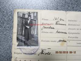 Henkilöllisyystodistus 11.9.1942 Aino Eufrosyne Leisiö
