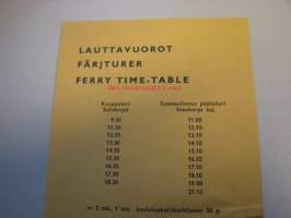 Helsinki lauttavuorot / färjturer / ferry fime-table  Kauppatori - Suomenlinnan päälaituri