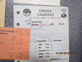 Leirintäaluekuitteja vuodelta 1969-70 6 kpl
