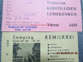 Leirintäaluekuitteja vuodelta 1969-70 6 kpl