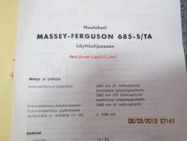 Massey Ferguson leikkuupuimuri 685 S / TA -lisäliite käyttöohjeeseen