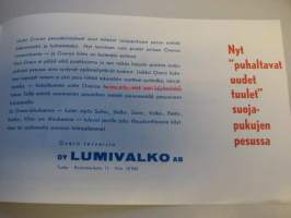 Overo - nyt puhaltavat uudet tuulet suojapukujen pesussa pesujauhe / Lumivalko Oy -mainos