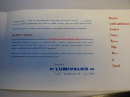 Meijerin puhtausaakkosiin kuuluvat Pastro, Renso, Silja, Alvo ja Clinic / Lumivalko Oy -mainos
